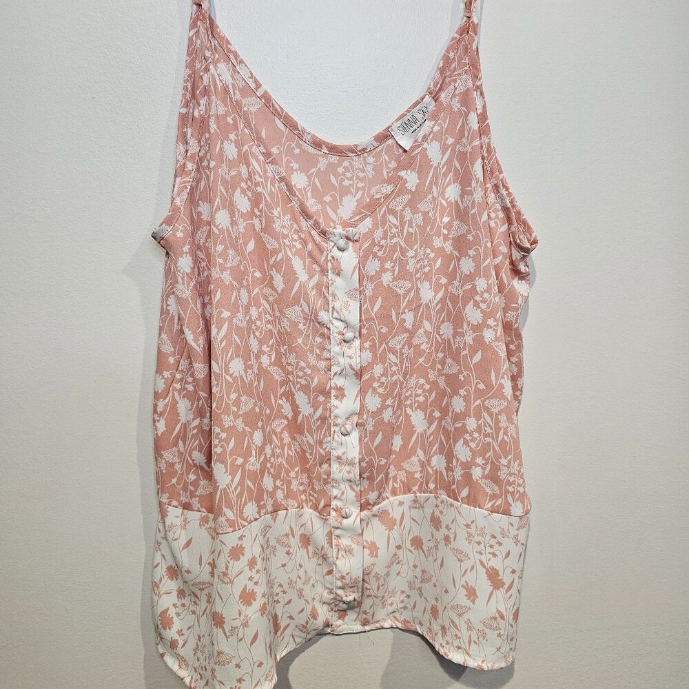 Sienna Sky Top Pink Floral Adjustable Spaghetti Strap Size Medium NWT